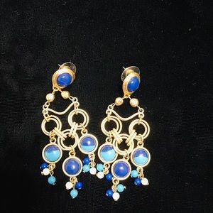 CHICOS gold/blue dangle earrings